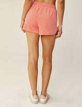 pink terry fabric shorts.